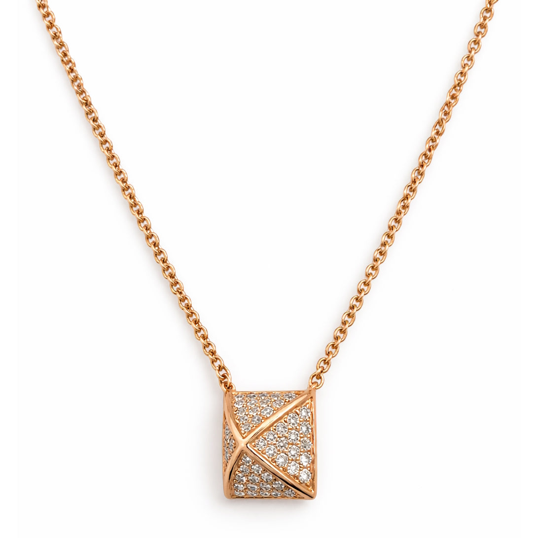 14k Rose Gold Diamond Pyramid Center Necklace