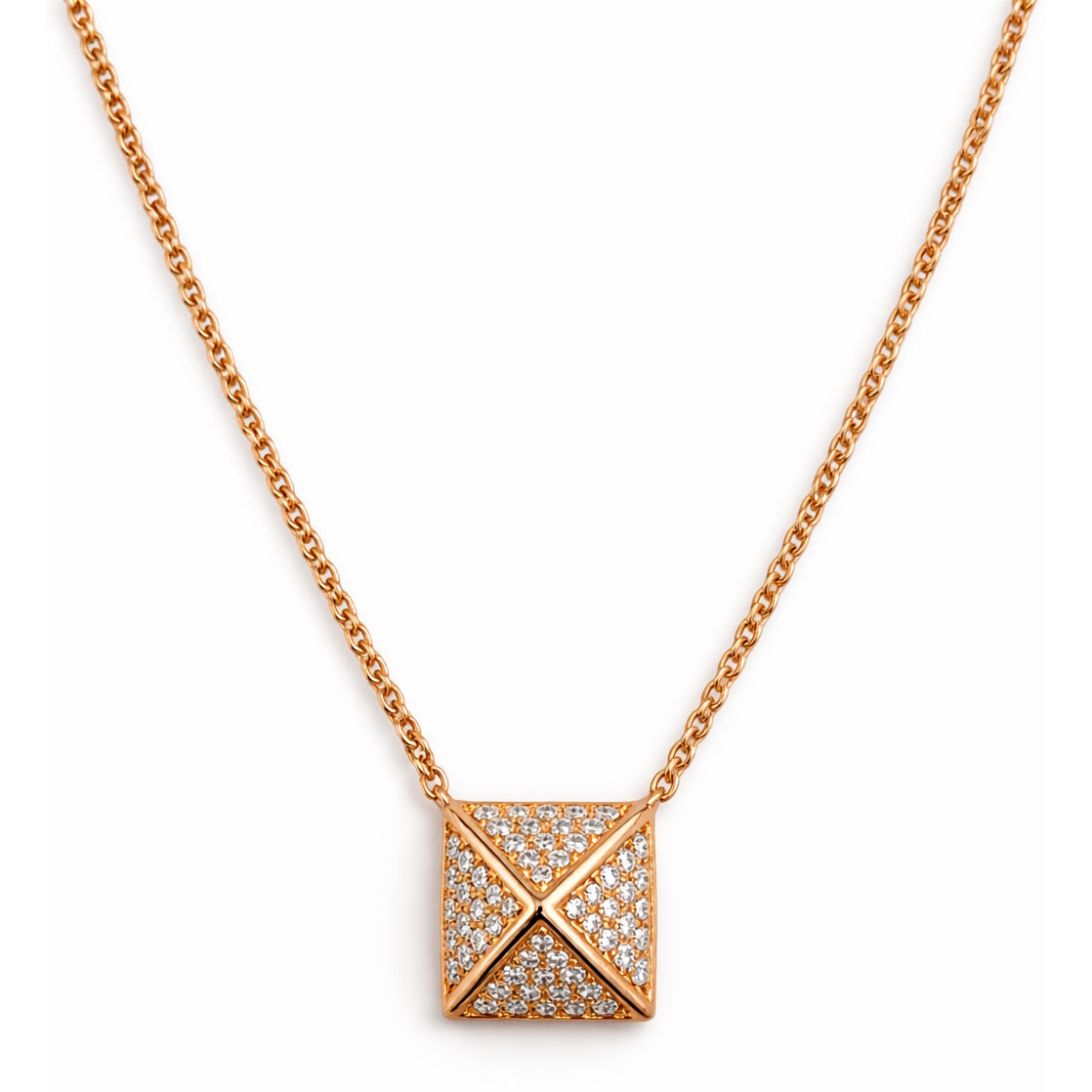 14k Rose Gold Diamond Pyramid Center Necklace