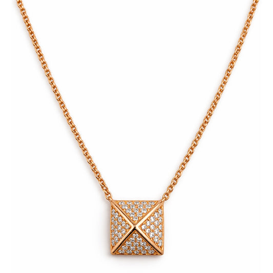 14k Rose Gold Diamond Pyramid Center Necklace