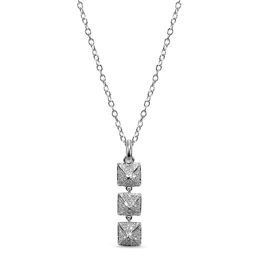 14kw VS Diamond Triple Pyramid Pendant Necklace 0.32ct 18"