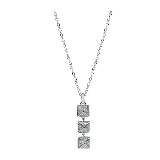 14kw VS Diamond Triple Pyramid Pendant Necklace 0.32ct 18"