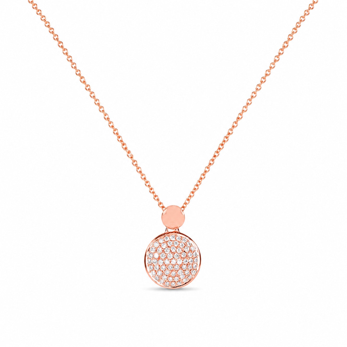 14k Rose Gold Diamond Studded Pendant Necklace