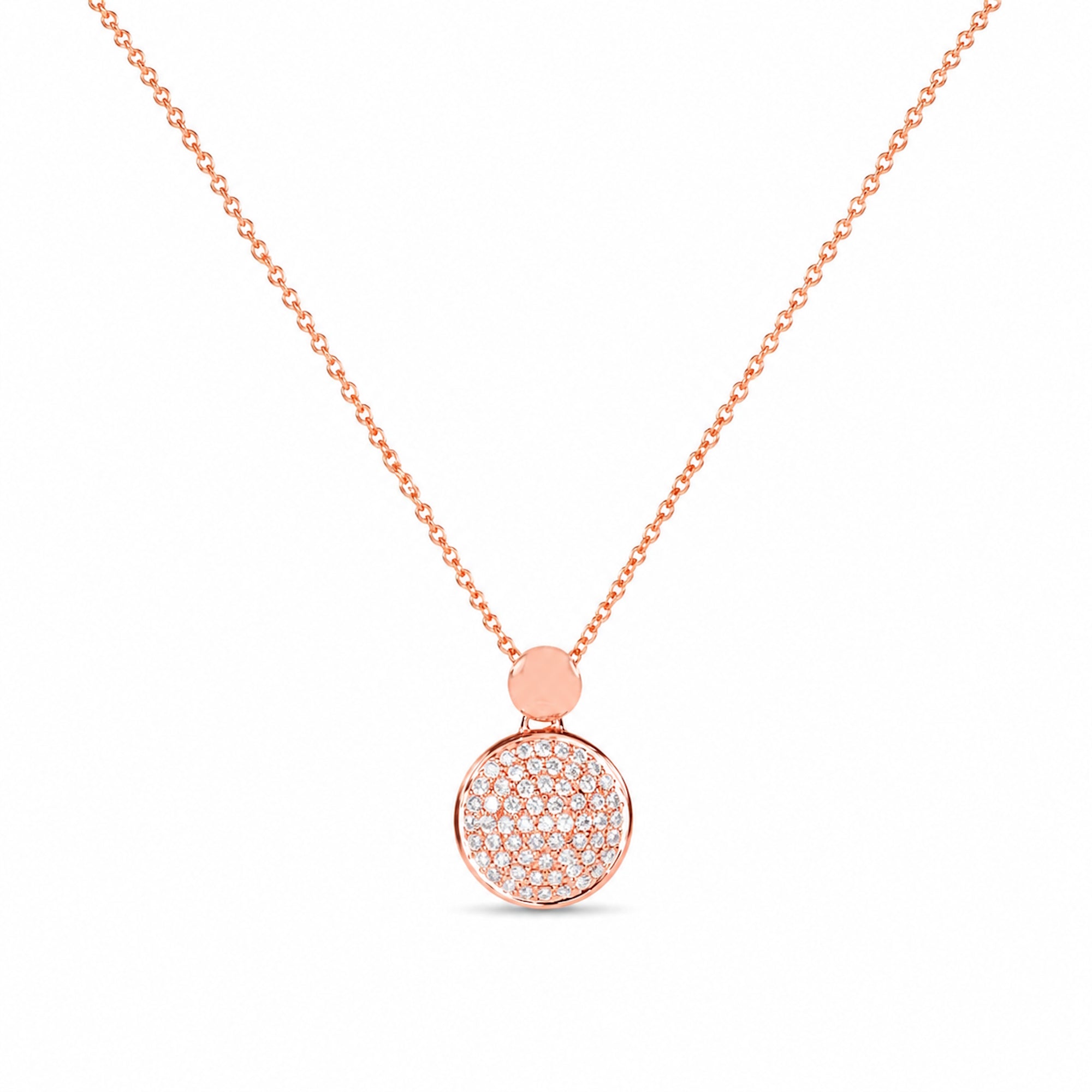 14k Rose Gold Diamond Studded Pendant Necklace