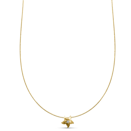 14k Cable Wire Diamond Star Slider Necklace