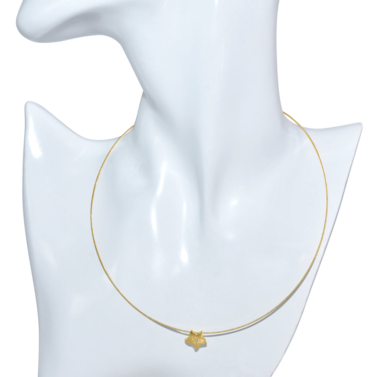 14k Gold Cable Wire Diamond Star Slider Necklace