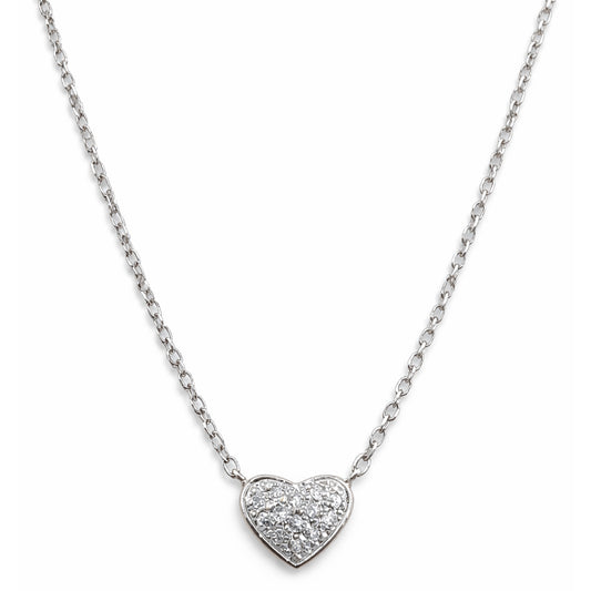 14k White Gold Diamond Pave Heart Necklace