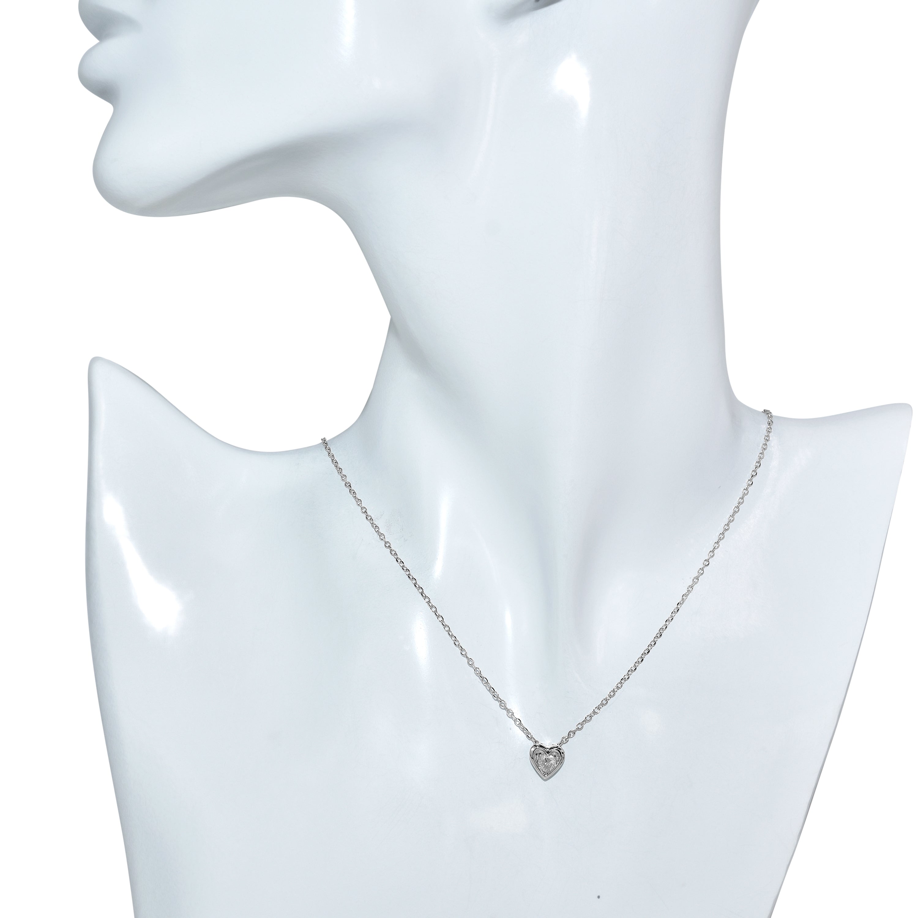 14k White Gold Heart Slider Necklace