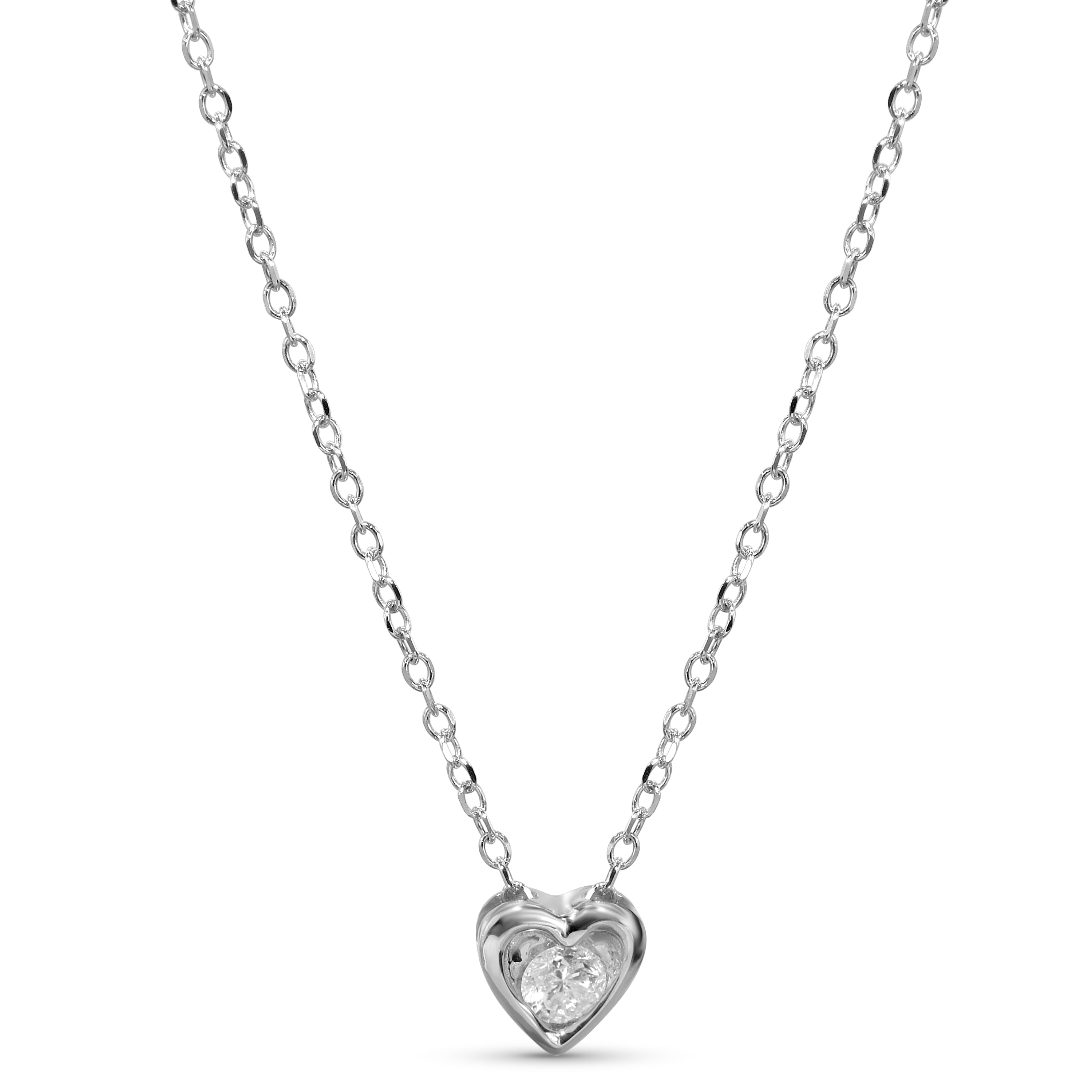 14k White Gold Heart Slider Necklace