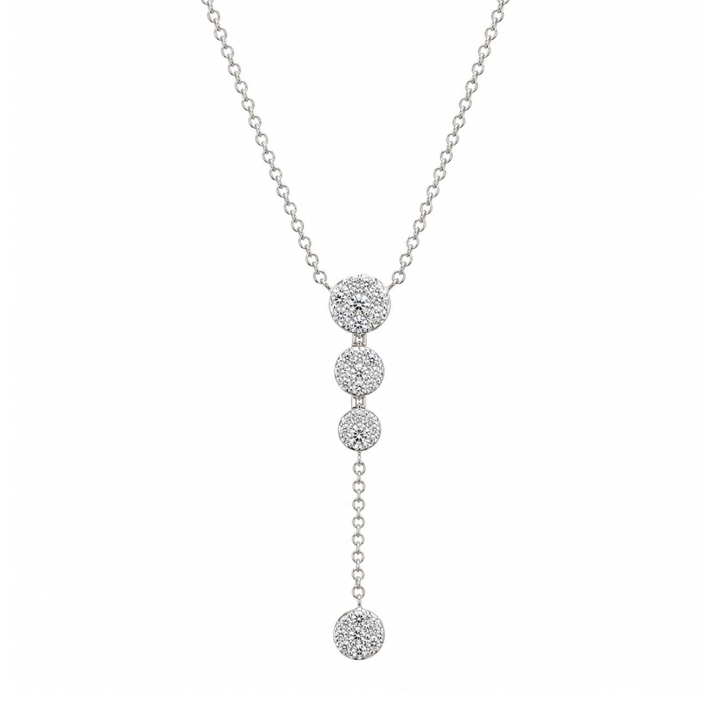 Andy Götz 14k White Gold Diamond Triple Round Y Necklace