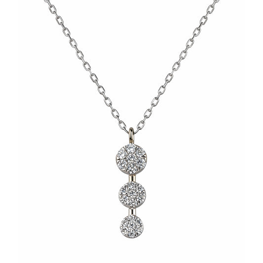 14k White Gold VS Diamond Graduated Round Pendant Necklace