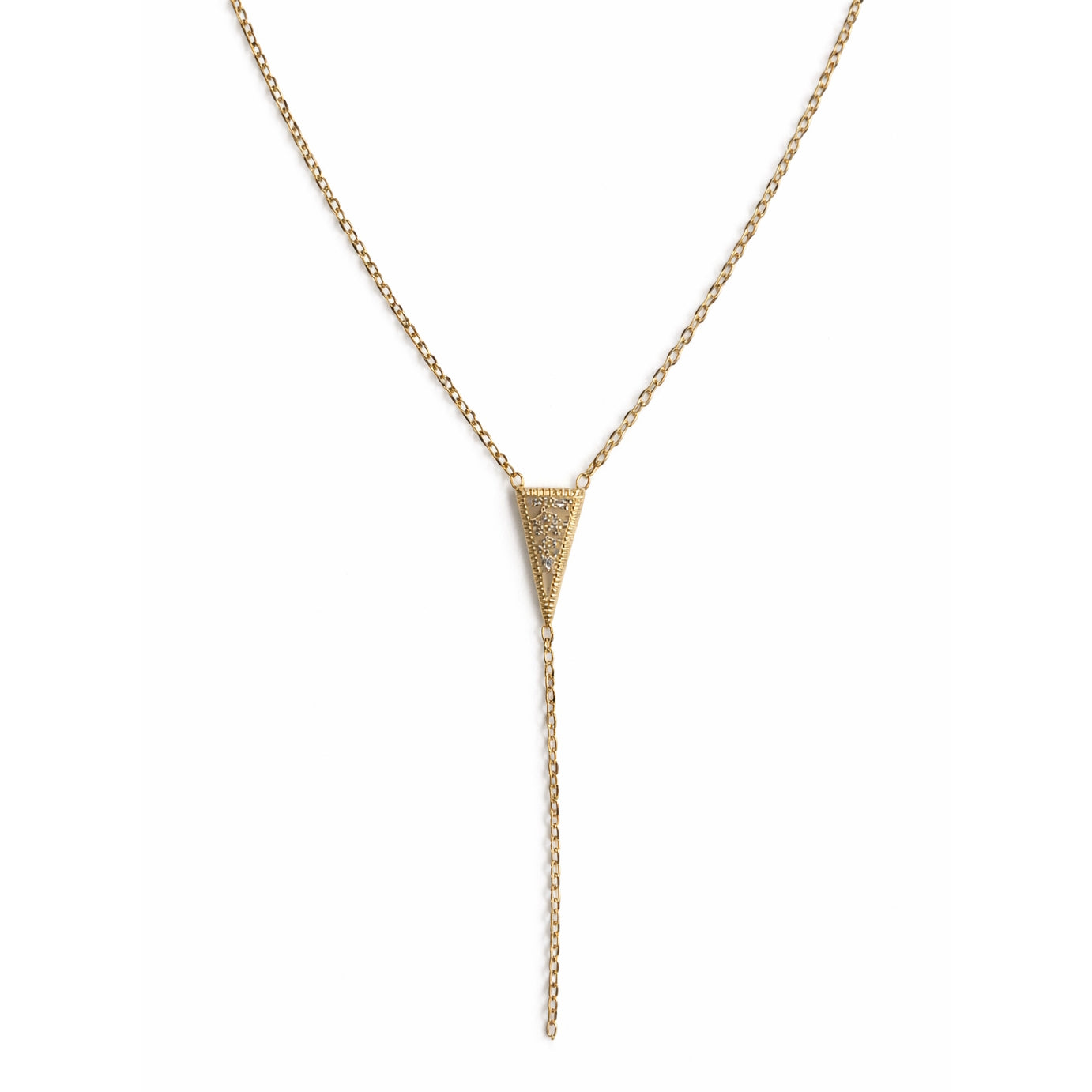 14k Diamond Triangle Mesh Center Y Necklace