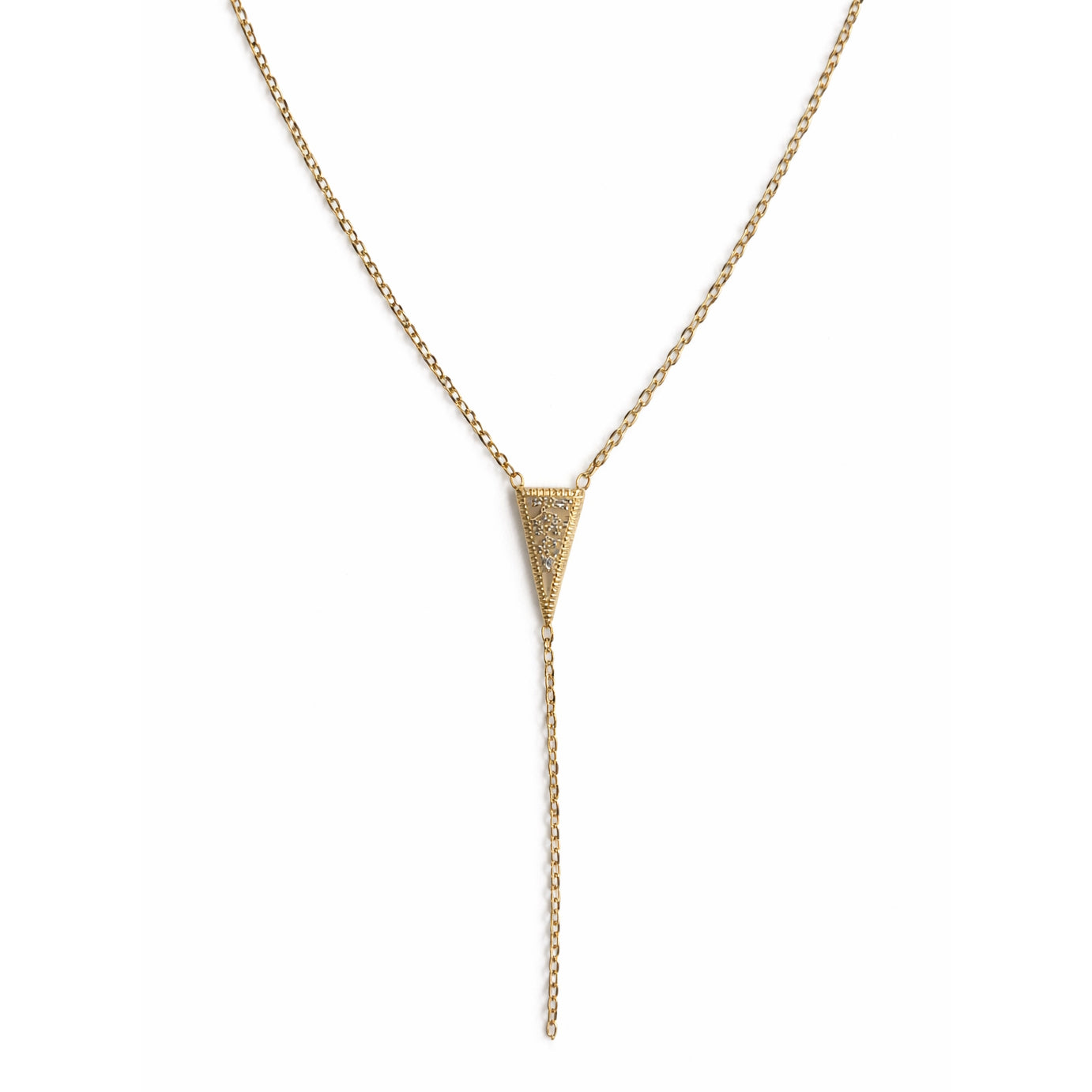 14k Diamond Triangle Mesh Center Y Necklace