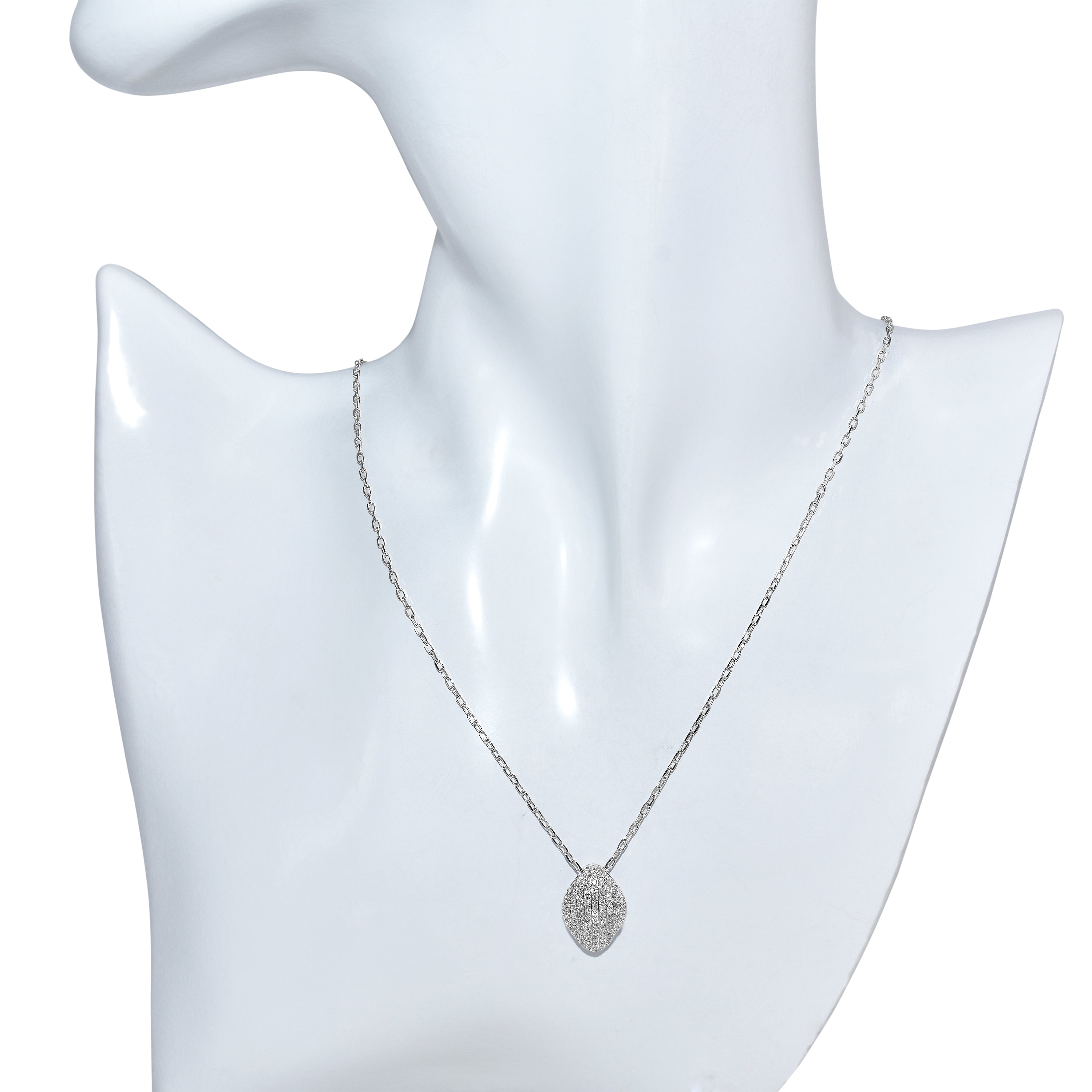 14k White Gold Diamond Pave Necklace