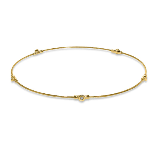 14k Diamond Station on Cable Wire Bracelet