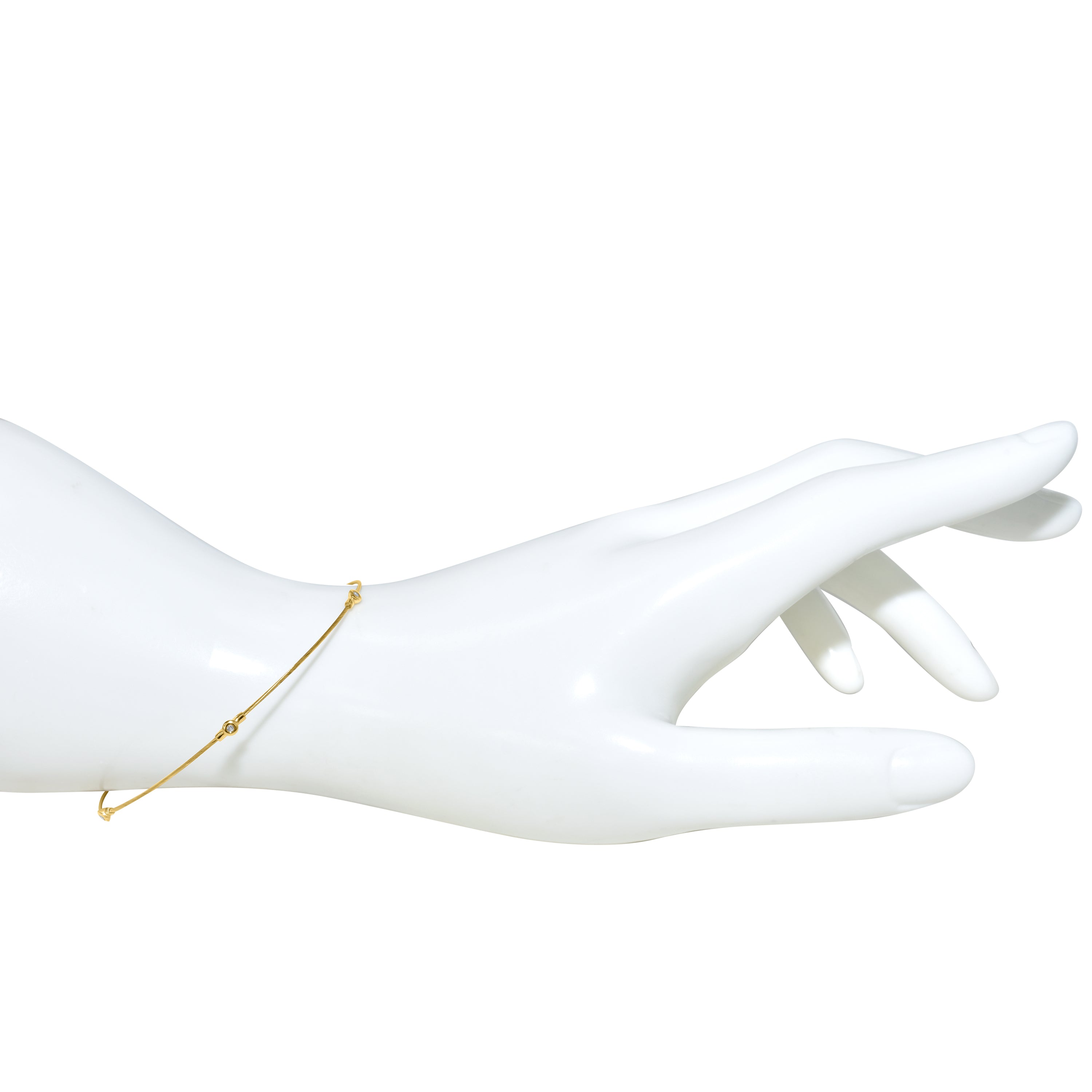 14k Diamond Station on Cable Wire Bracelet