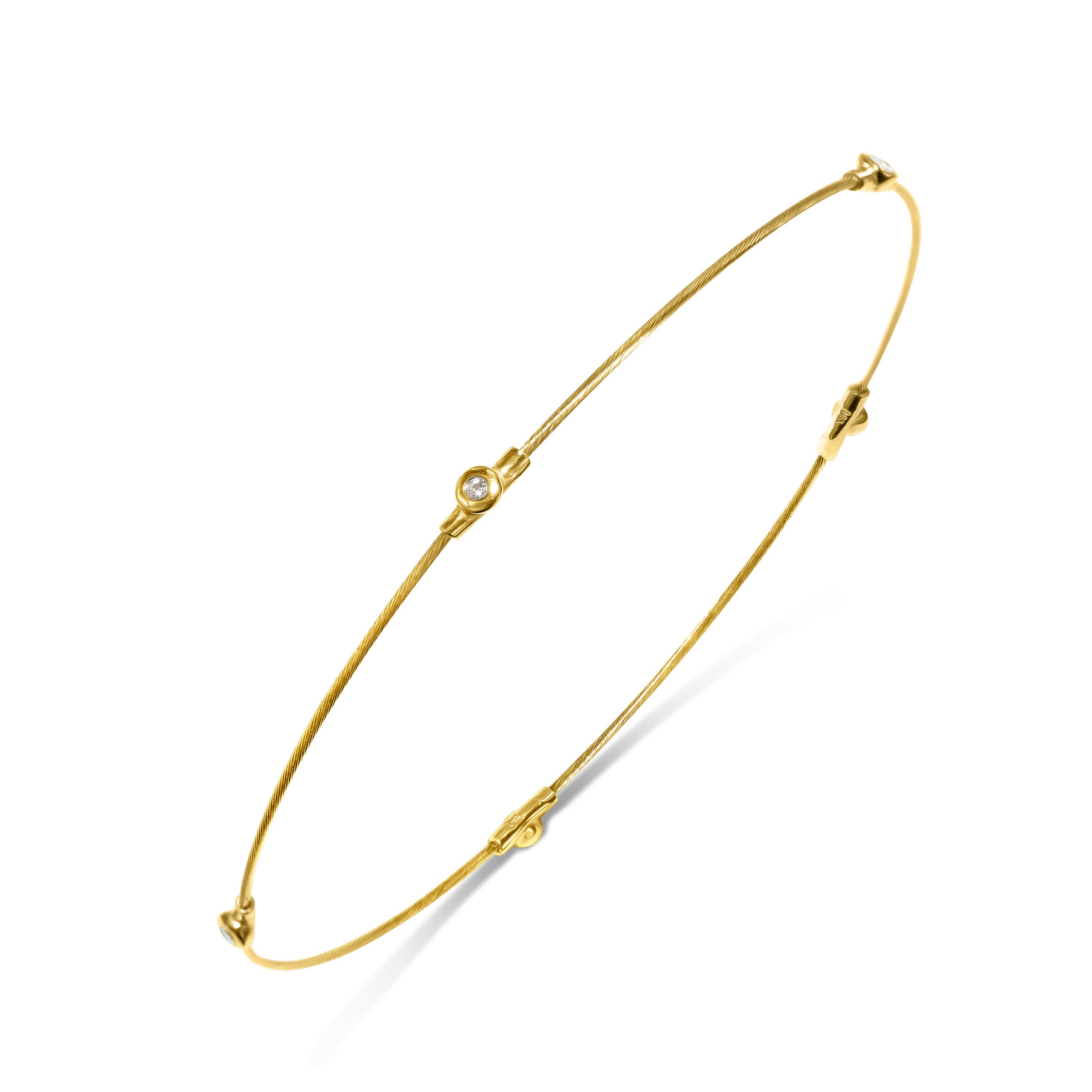 14k Diamond Station on Cable Wire Bracelet