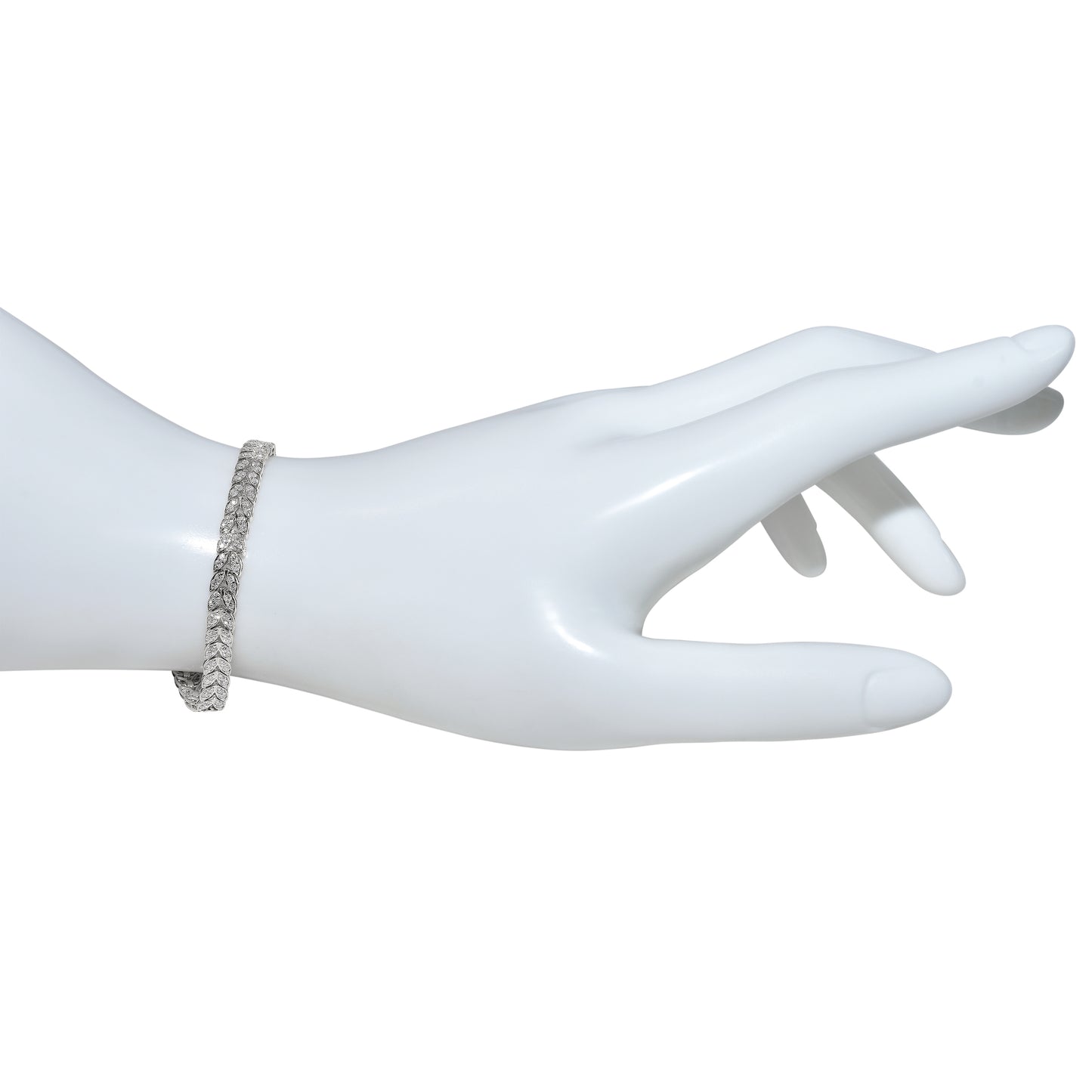 14k White Gold Diamond Tennis Deco Bracelet