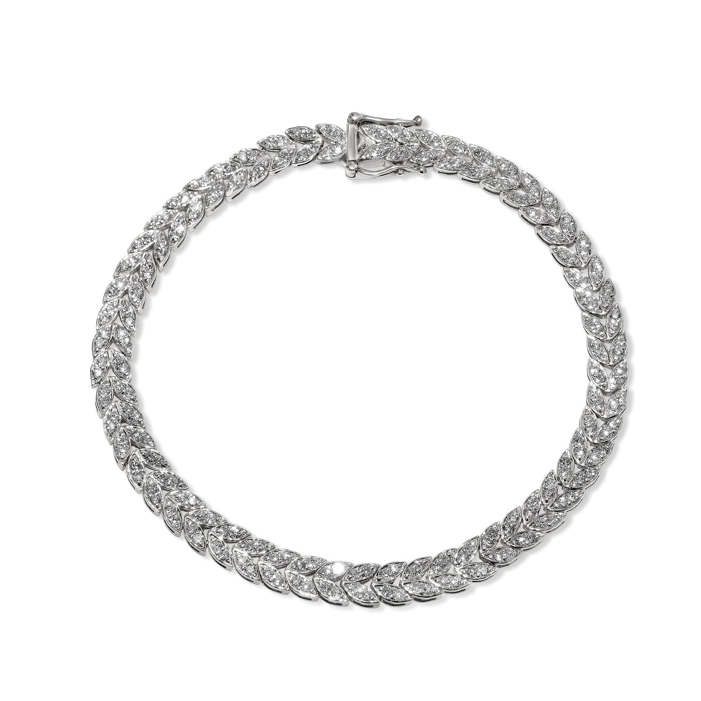 14k White Gold Diamond Tennis Deco Bracelet