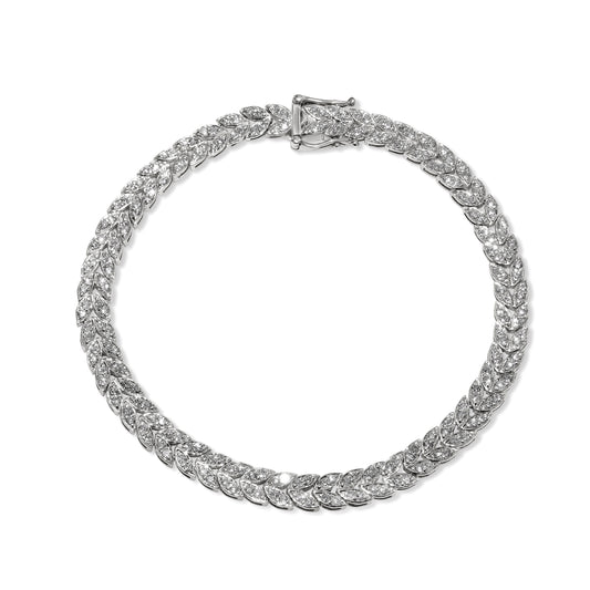 14k White Gold Diamond Tennis Deco Bracelet