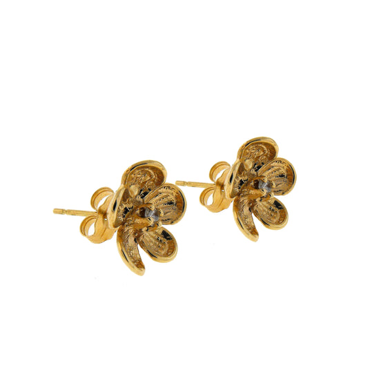 14k Diamond Dogwood Flower Post Stud Earring