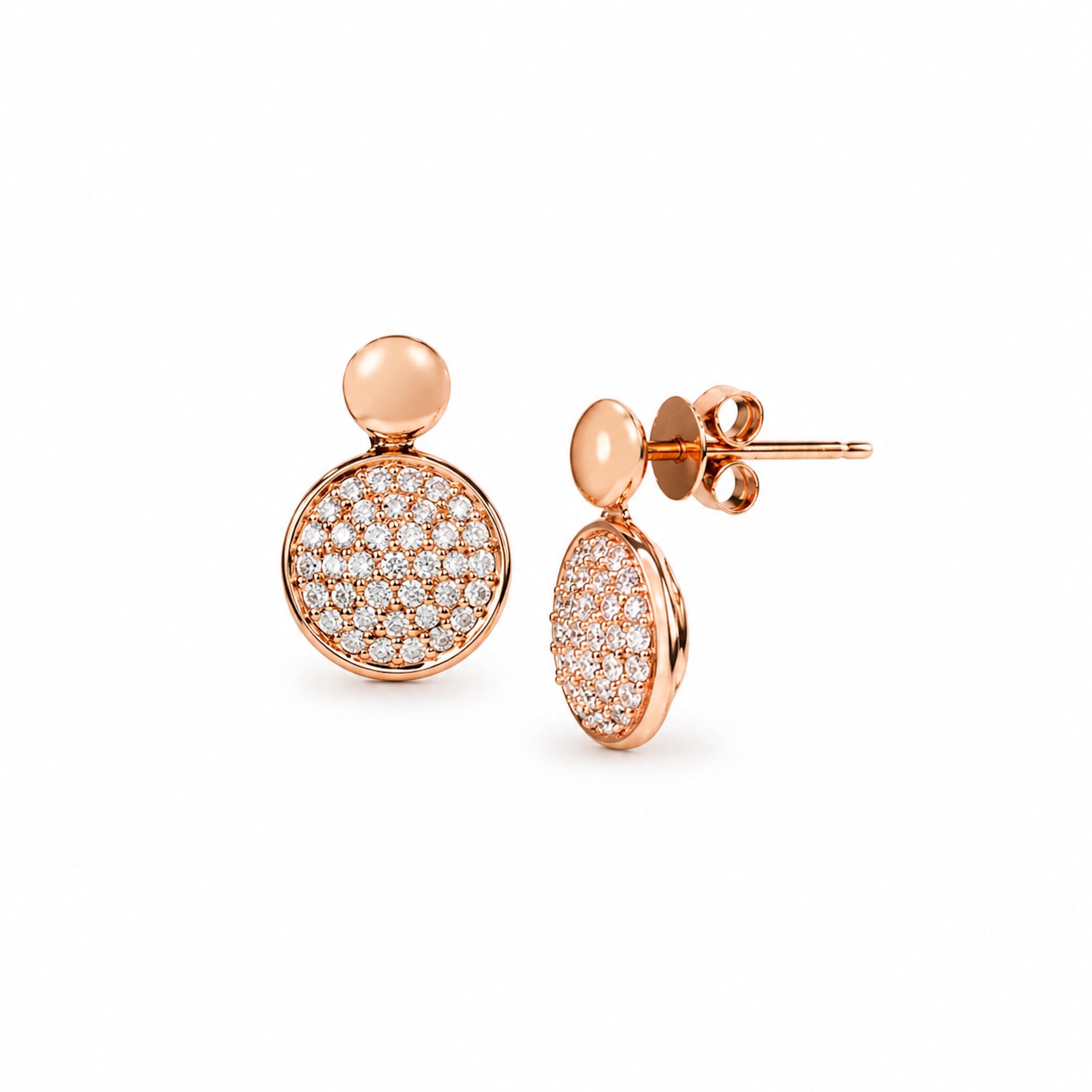 14k Rose Gold Diamond Dangle Post Earring