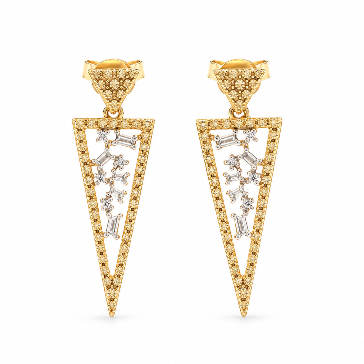 Séchic 14k Triangle Shape Diamond Dangle Earring
