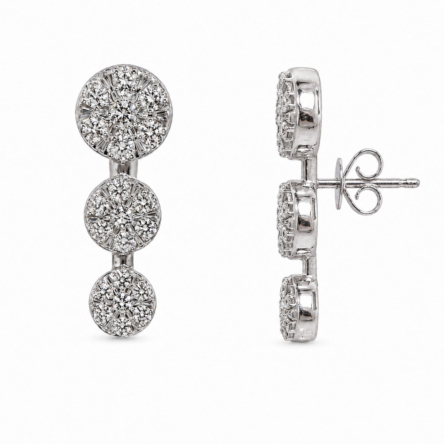 Andy Götz 14k White Gold VS Diamond Triple Graduated Coin Post Earring
