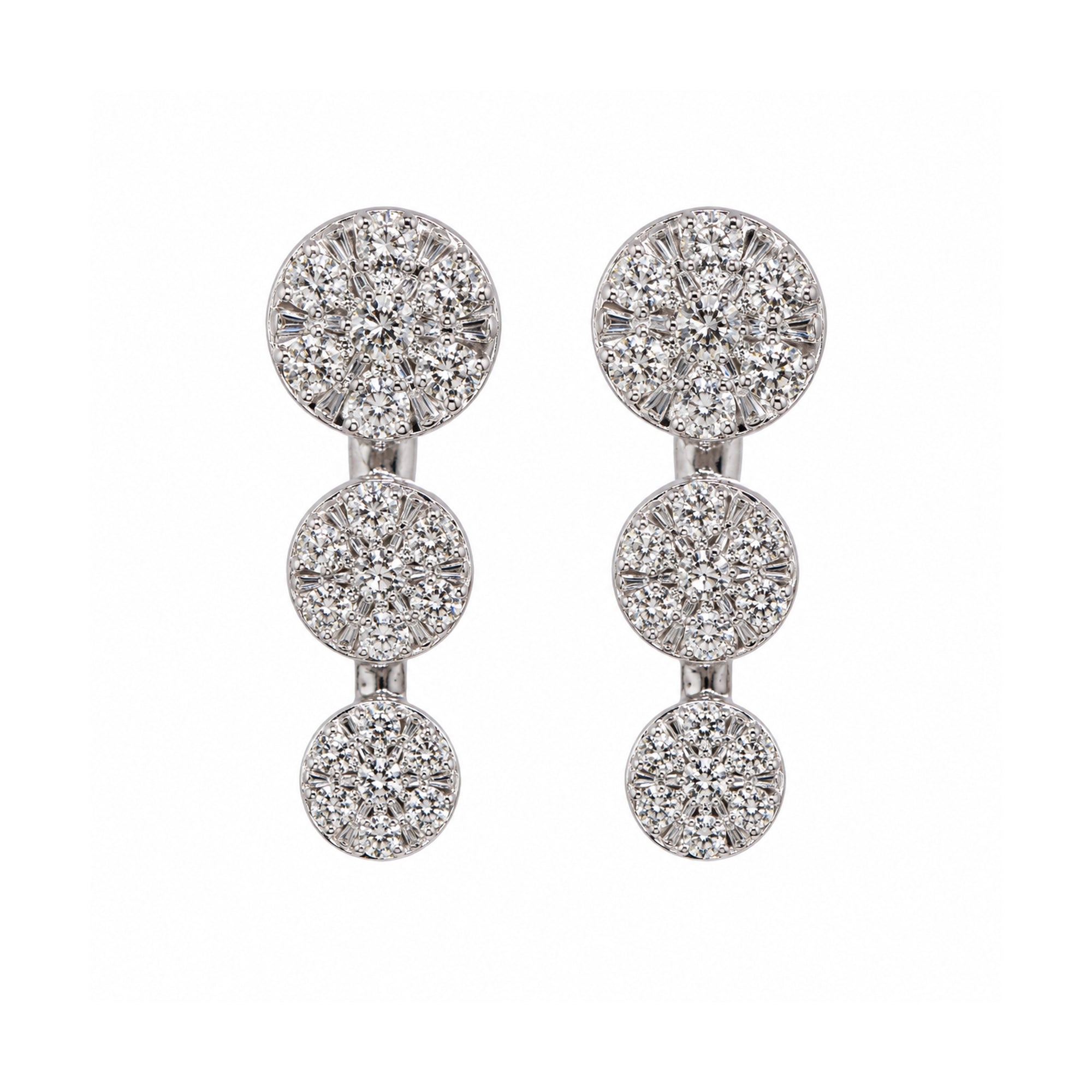 Andy Götz 14k White Gold VS Diamond Triple Graduated Coin Post Earring