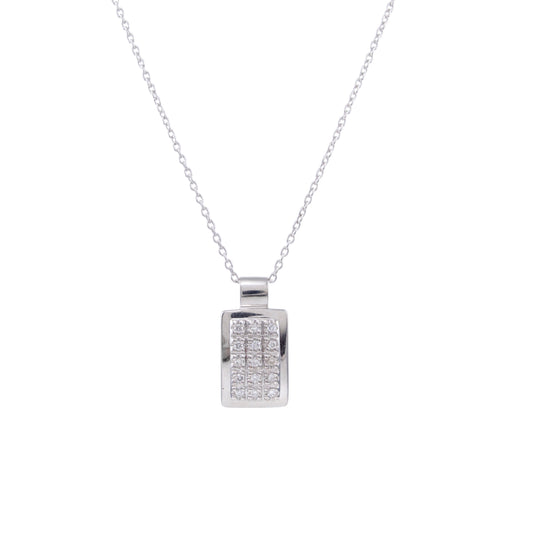 14k White Gold Diamond Pendant Necklace