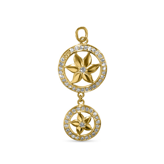 14k Diamond Jasmine Circle Pendant