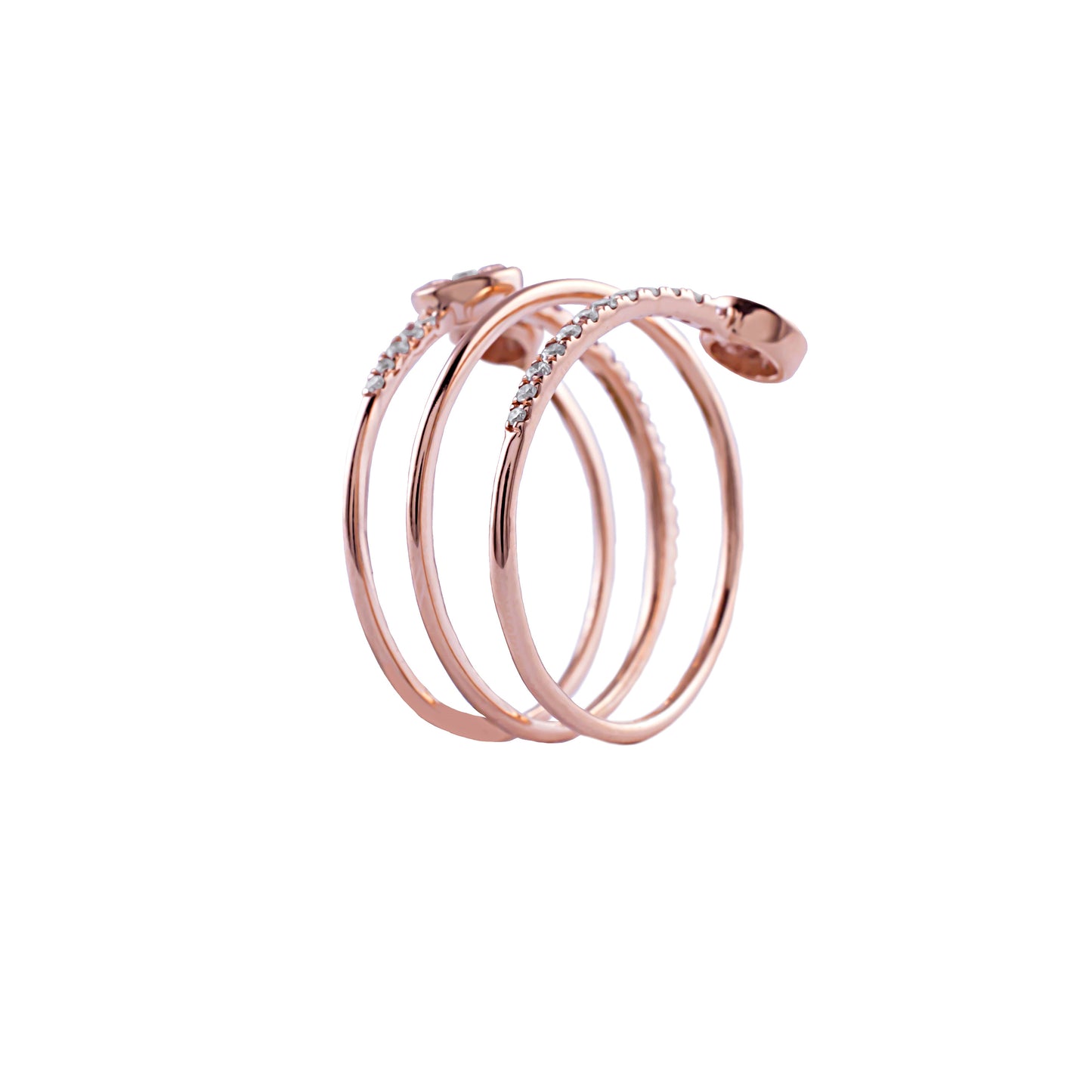 18k Rose Gold Diamond Spiral Ring