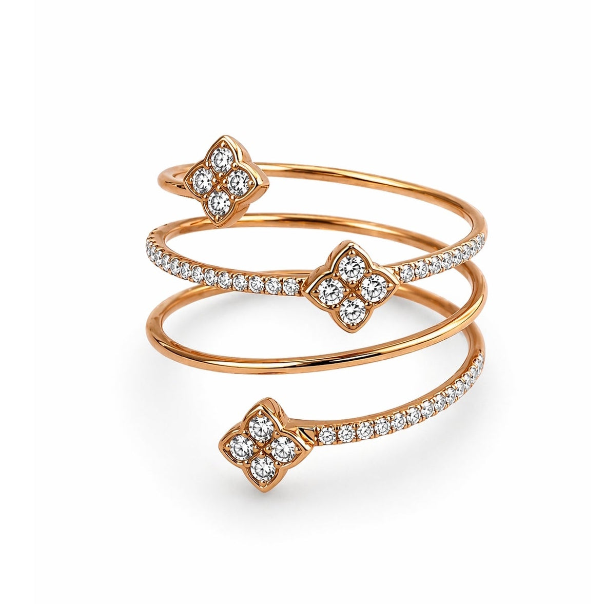 18k Rose Gold Diamond Spiral Flex Ring