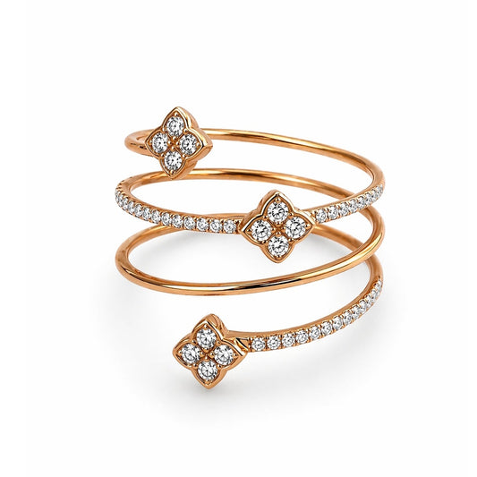 18k Rose Gold Diamond Spiral Flex Ring