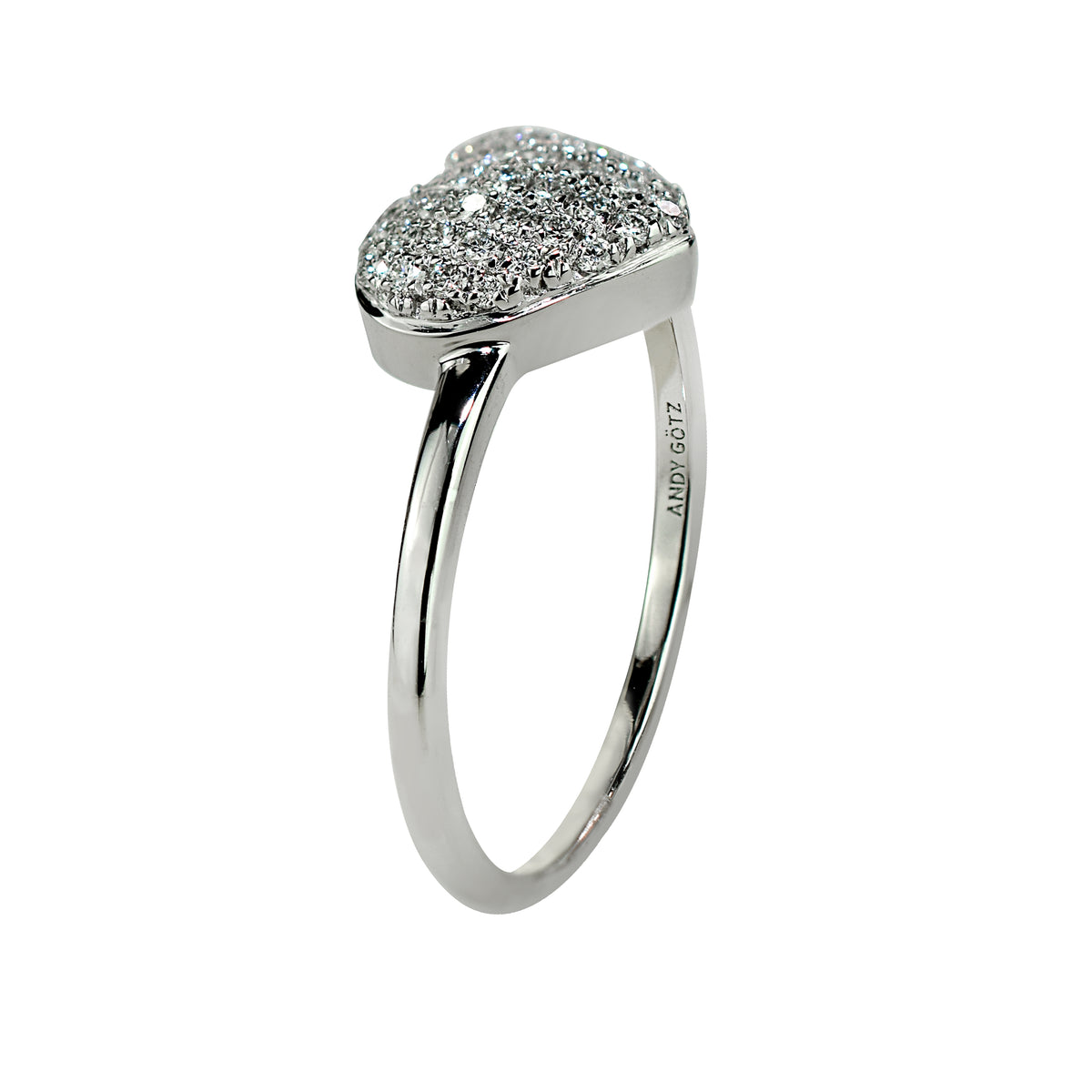14k White Gold Diamond Heart Pave Ring 0.27ct VS