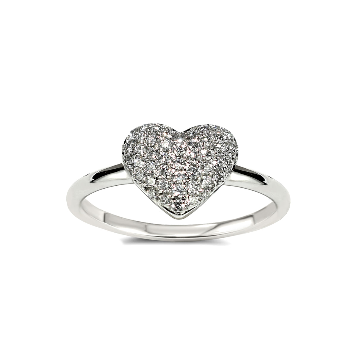 14k White Gold Diamond Heart Pave Ring 0.27ct VS