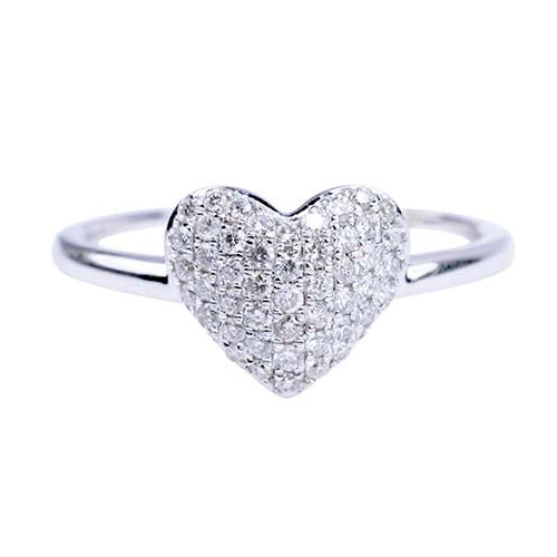 14k White Gold Vs Diamond Heart Ring