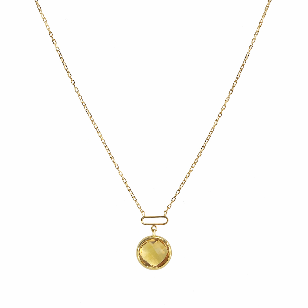 14k Citrine Paperclip Pendant Necklace