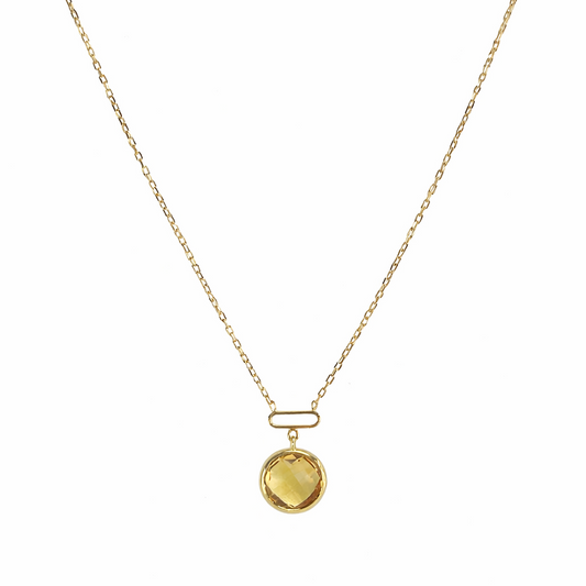 14k Citrine Paperclip Pendant Necklace