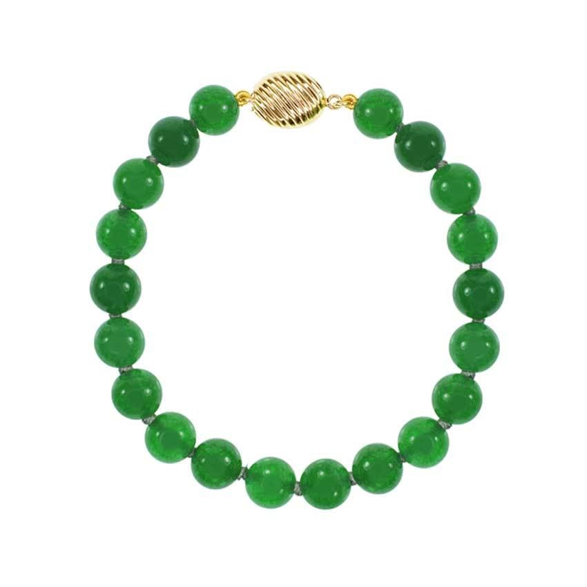 14k Chinese Jade Bracelet 7.5" freeshipping - Jewelmak Shop