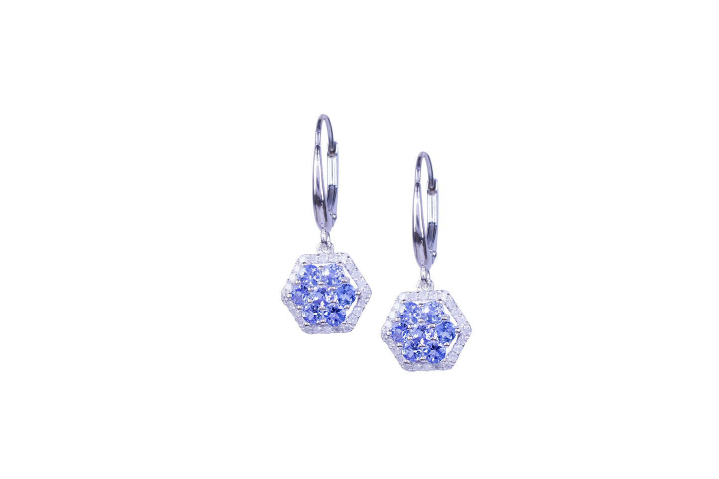 14kw Tanzanite VS Diamond Leverback Earring