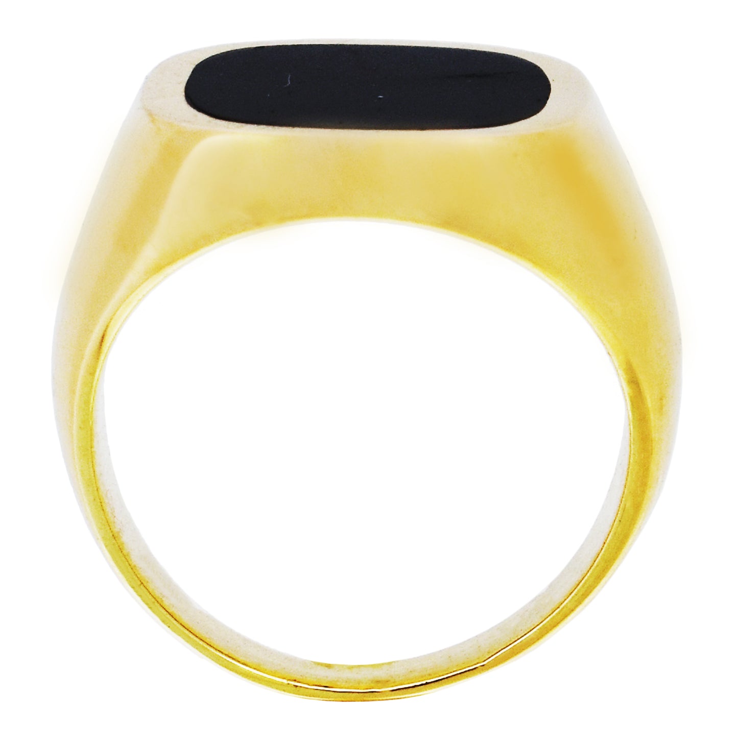14k Black Onyx Flat Cushion Ring