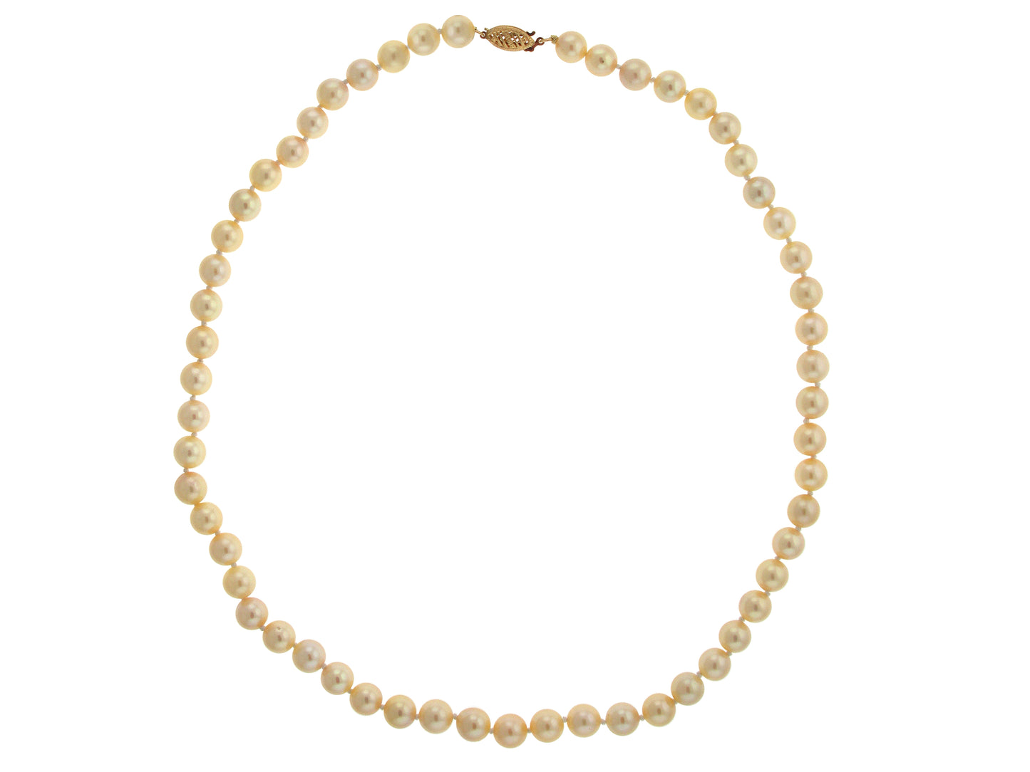 14ky Golden Japanes Akoya Cultured Pearl Necklace 18"