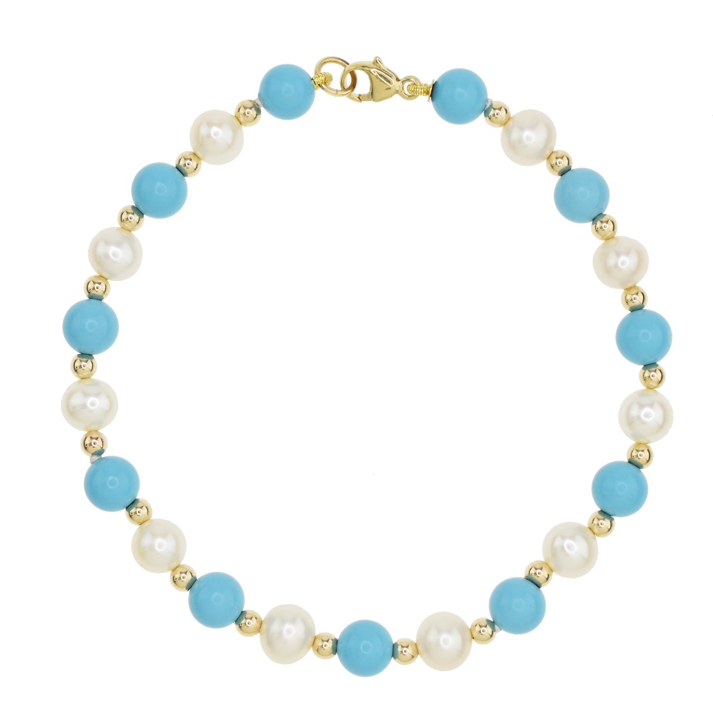 14k Pearl Turquoise Bracelet